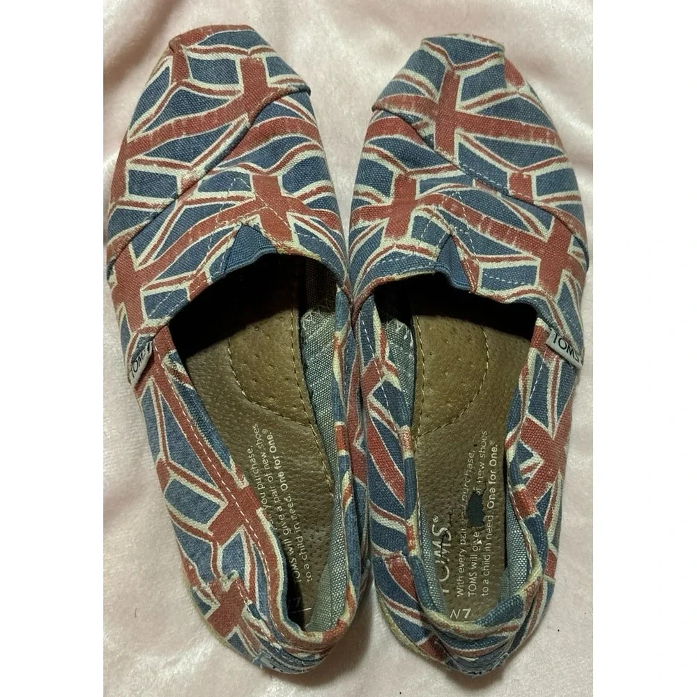 Toms‎ Rare & HTF Women's Union Jack British Flag Espadrille Flats, Size 7